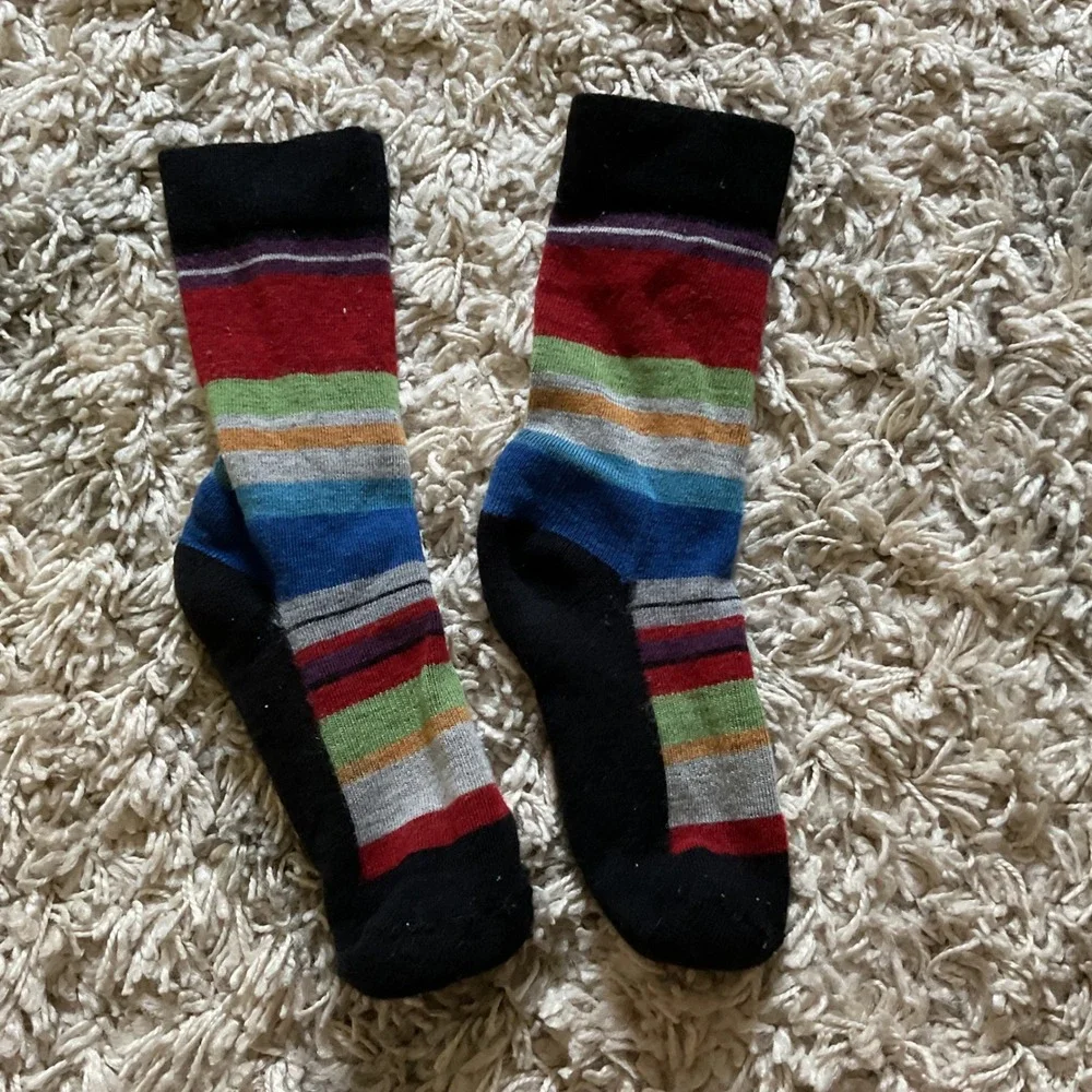 Smartwool Merino Wool Striped Crew Socks Womens Multi Color Hiking Outdoor